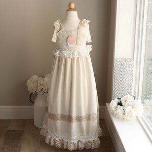 Linen and Lace Dress Dollcake Hushed My Heart Portrait Boho Special Occasion NEW